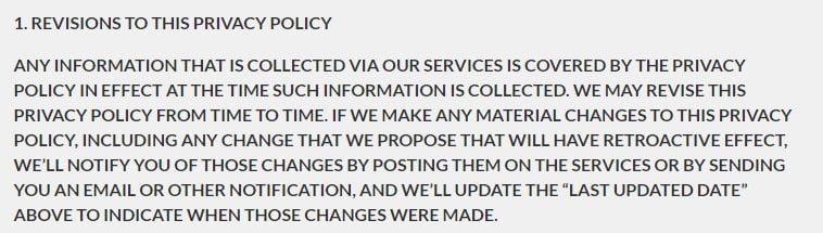 Niantic&#039;s Privacy Policy Revisions Clause