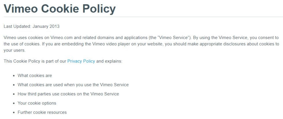 Introduction clause of Vimeo