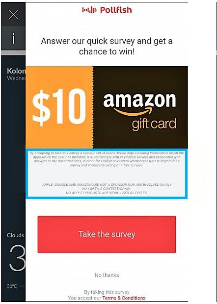 Pollfishâ€™s mobile app data collection disclosure highlighted