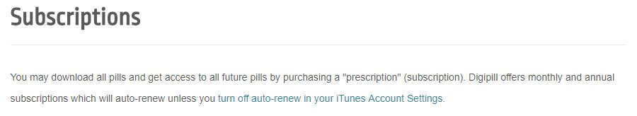 Digipill Privacy Policy: Subscriptions clause
