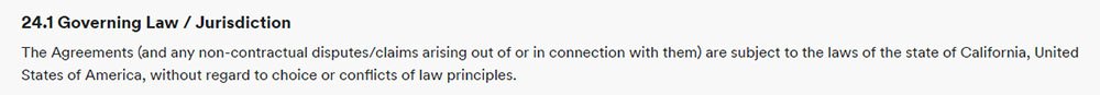 Spotify&#039;s Terms and Conditions: Governing Law clause
