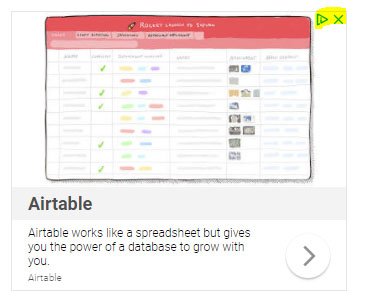 Airtable AdSense ad