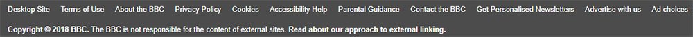 BBC website footer showing agreement links