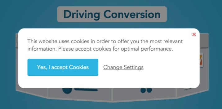 Blueconic cookies notification message