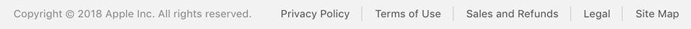 Apple website footer displaying important links