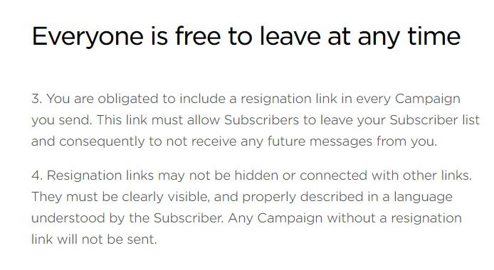 Freshmail Anti-Spam Policy: Unsubscribe requirement