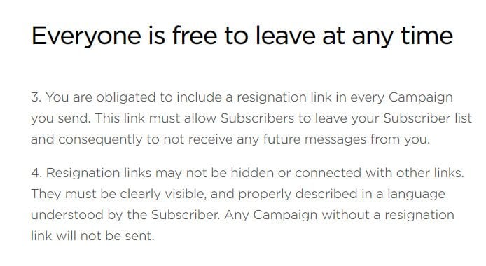 Freshmail Anti-Spam Policy: Unsubscribe requirement