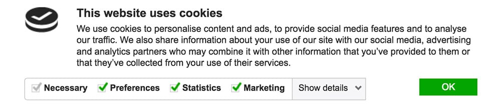 IT Trust Cookies Notice getting active consent with OK button is GDPR-compliant