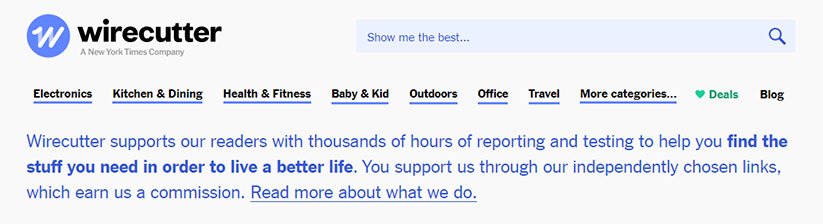 Wirecutter affiliate marketing disclosure