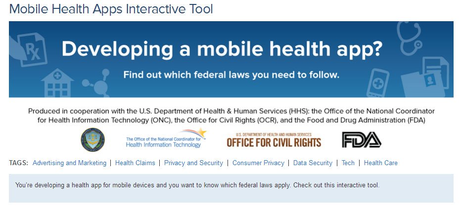 Screenshot of the FTC Mobile Health Apps Interactive Tool banner ad