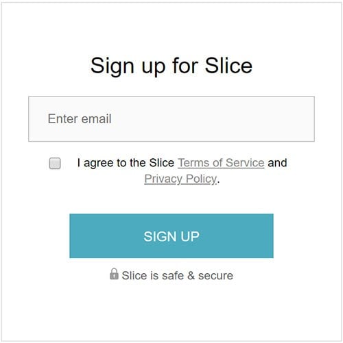 Slice uses clickwrap for consent during sign up