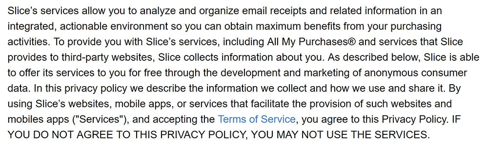 Slice Privacy Policy: Data sharing clause