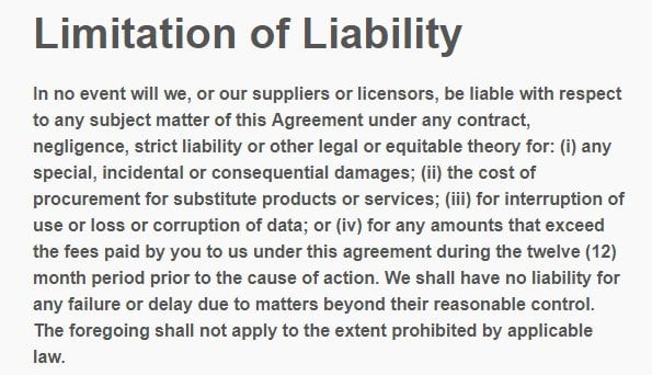 Text Blaze Terms of Service: Limitation of Liability clause