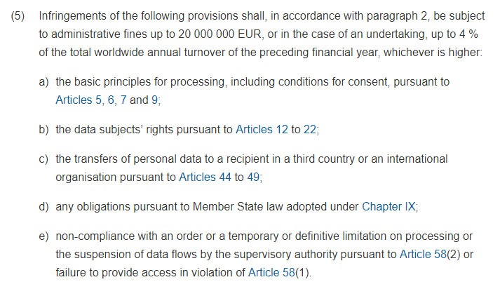 Intersoft Consulting: GDPR Article 83 Section 5: General Conditions for Imposing Administrative Fines