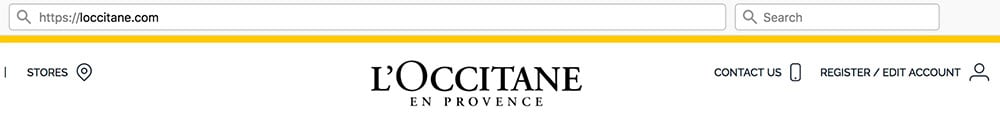 Screenshot of L&#039;Occitane homepage with URL