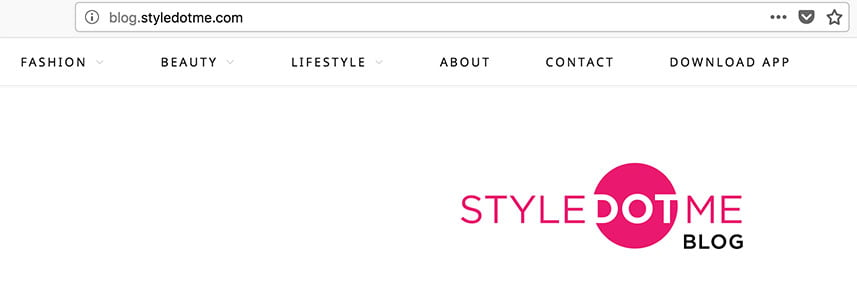 StyleDotMe: Screenshot of blog homepage