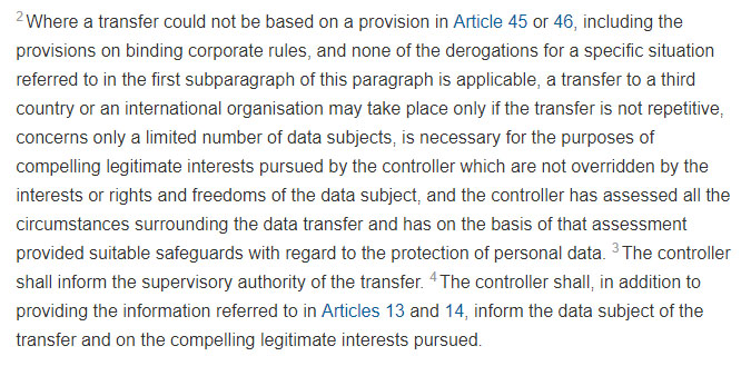 Article 49 Section 1 paragraph 2: Derogations for specific situations