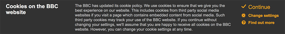 BBC&#039;s updated cookie policy notification