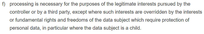 GDPR Article 6 Section f: Lawfulness of processing