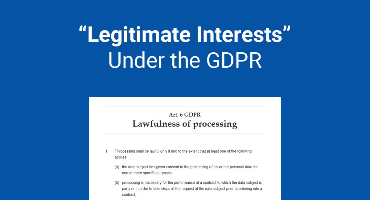"Legitimate Interests" Under the GDPR