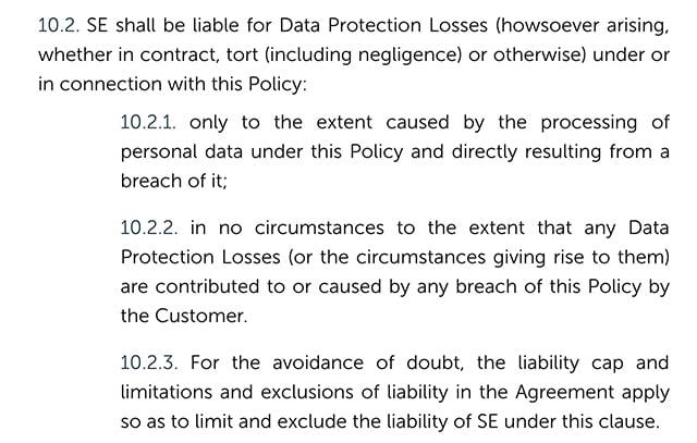Spongy Elephant Data Protection Policy: Limitation of Liability clause