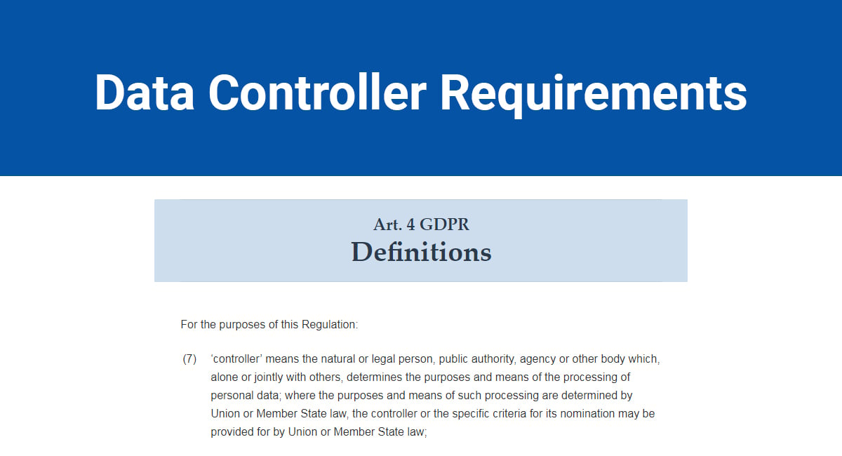 GDPR Data Controller Requirements