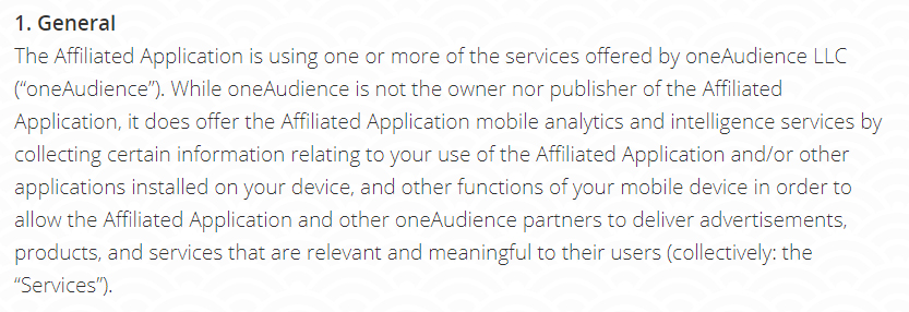 OneAudience Privacy Policy: General clause