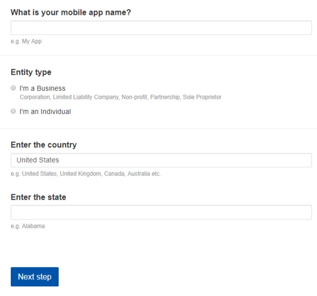 TermsFeed Privacy Policy Wizard for mobile apps: Screenshot of questions to answer in step 2