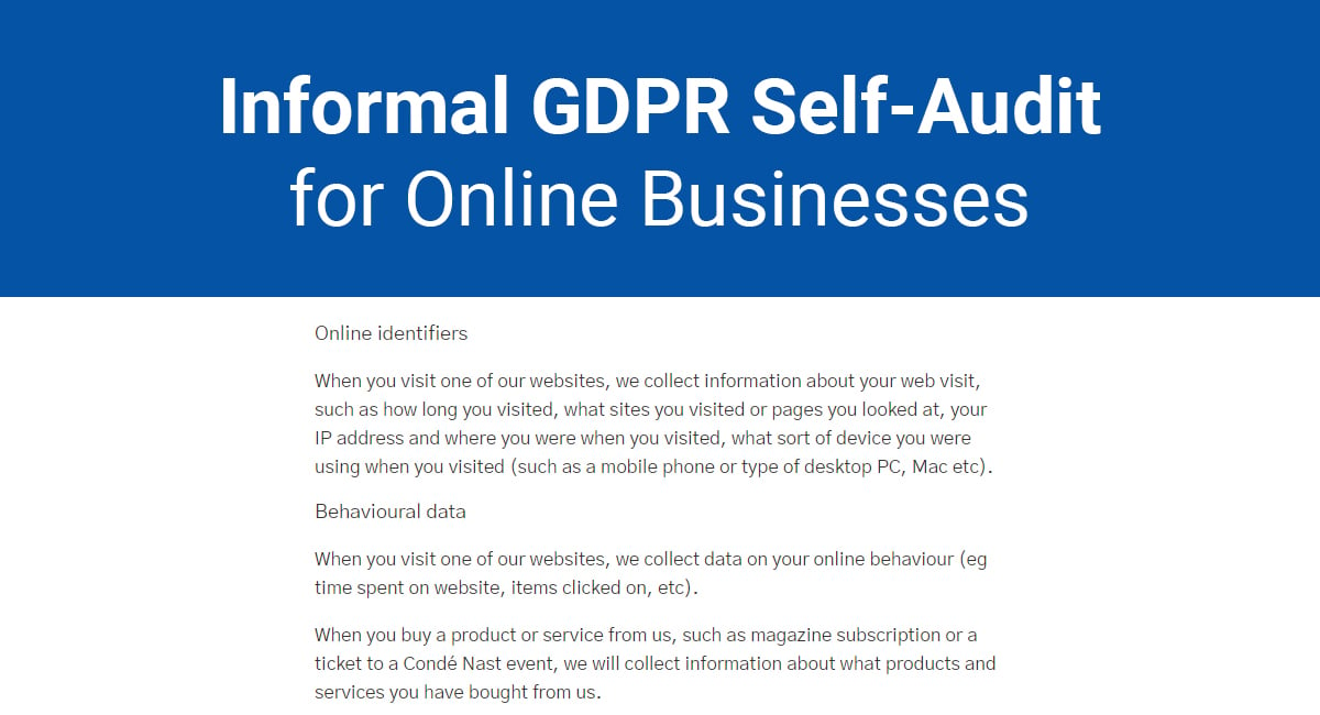 Informal GDPR Self-Audit for Online Businesses