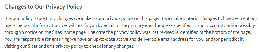 Moz Privacy Policy: Changes to Our Privacy Policy clause for updates