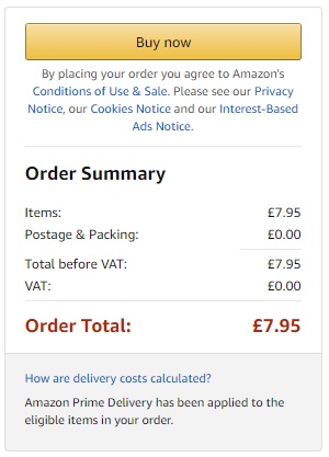 Checkout screen from Amazon UK