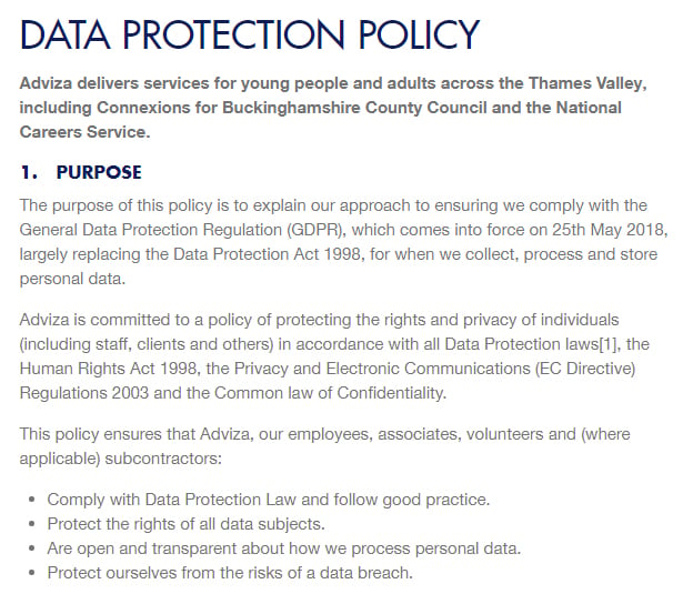 Gdpr Data Protection Policy Termsfeed