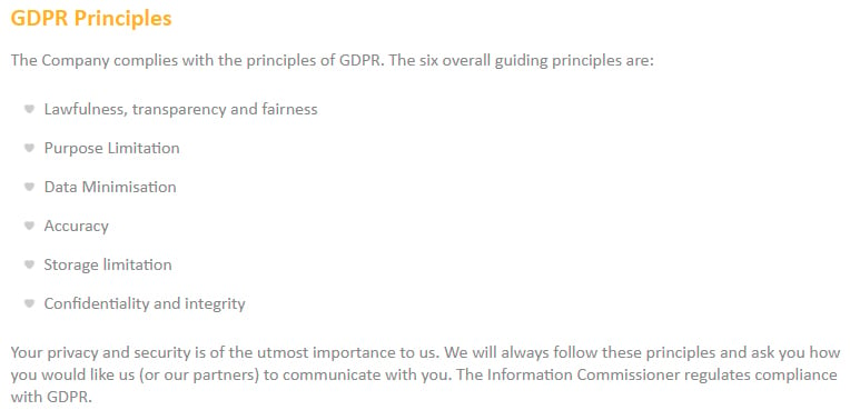 CRG Privacy Policy: GDPR Principles clause