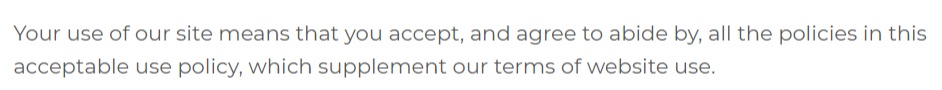 Darwin Gray Acceptable Use Policy: Browsewrap statement