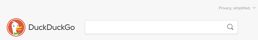 DuckDuckGo search bar showing Privacy Policy link