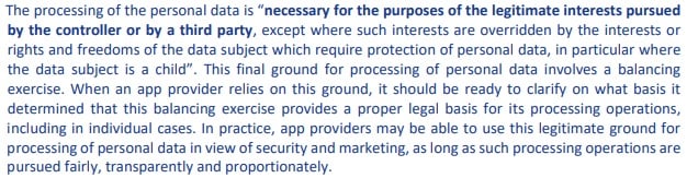 ENISA Privacy and Data Protection in Mobile Applications: GDPR legitimate interests section