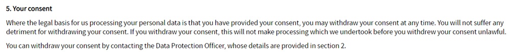 Sharp UK Privacy Policy: Your Consent clause