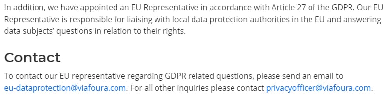 Viafoura GDPR Compliance Statement: EU Representative contact section