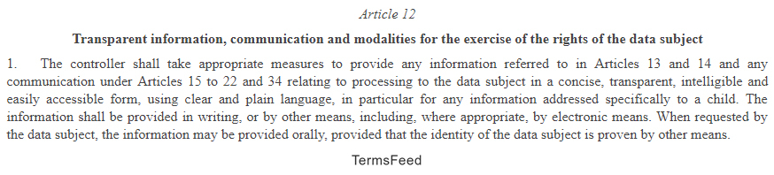 EUR-Lex GDPR Article 12 Section 1