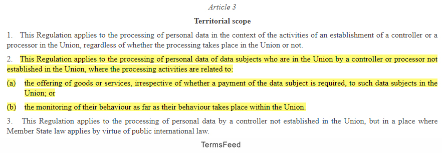 EUR-Lex GDPR Article 3 highlighted