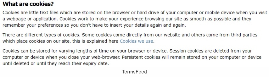 IKEA Privacy Policy: What are cookies clause