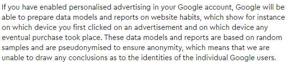 Lillydoo Privacy Policy: Google Analytics tracking and remarketing clause excerpt