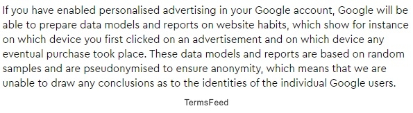Lillydoo Privacy Policy: Google Analytics tracking and remarketing clause excerpt