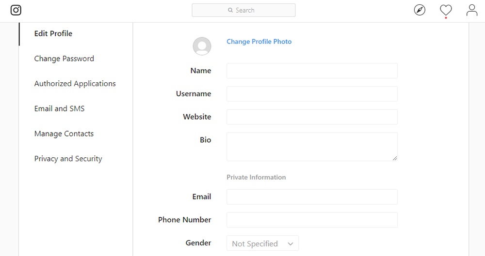 Screenshot of Instagram&#039;s Edit Profile page