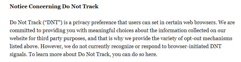 Politico Privacy Policy: DNT clause