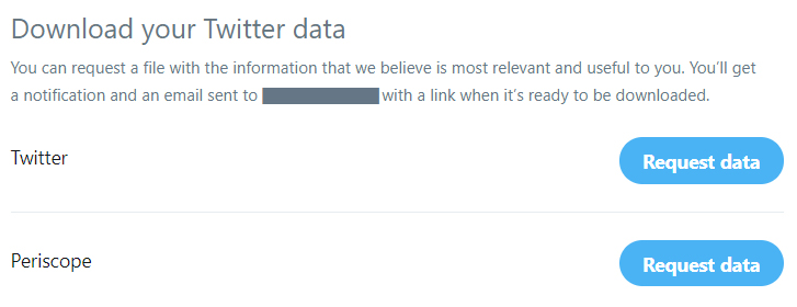 Twitter: Your Twitter Data - Download your Twitter data section