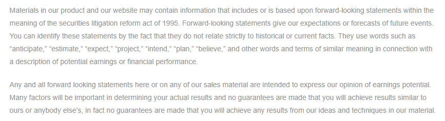 Brodie Consulting Group Earnings disclaimer: Forward-looking statements excerpt