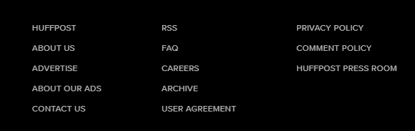 HuffPost website footer links