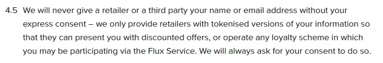 Flux Privacy Policy: Consent for third party use of information clause