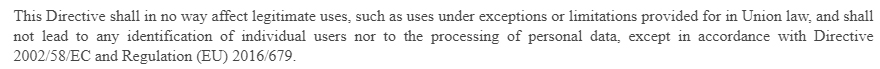 EU Copyright Directive Article 17: Reference to the GDPR and legitimate uses